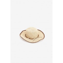Sombrero tiffosi efecto paja con apliques en madera mod. solvi
