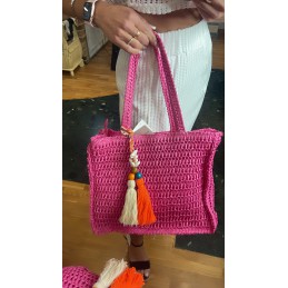 Bolso rafia fucsia shooping...