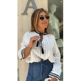 Blusa blanca boho con...